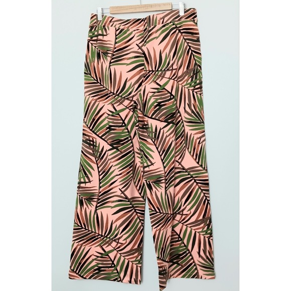 Denim & Co Beach Pants Women's Size M Palm Print Jersey Pull-On Pockets Preowned - Picture 2 of 12